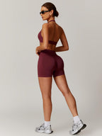 Conjunto de entrenamiento sin costuras para mujer, 2 piezas, top deportivo con tirantes, pantalones push up