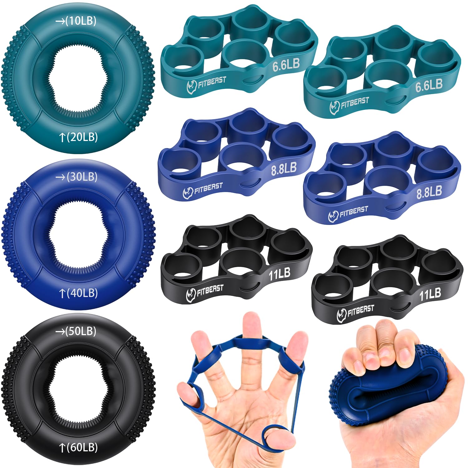 Entrenador de Fuerza de Agarre y Fortalecedor de Antebrazo Kit - 9 Piezas