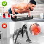 Tabla de Flexiones Multifuncional con Soporte Antideslizante y 2 Cuerdas de Tracción, Portátil para Fitness Muscular