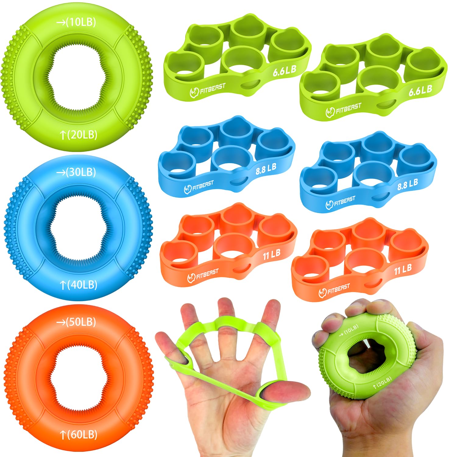 Entrenador de Fuerza de Agarre y Fortalecedor de Antebrazo Kit - 9 Piezas