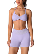 Conjunto de entrenamiento sin costuras para mujer, 2 piezas, top deportivo con tirantes, pantalones push up