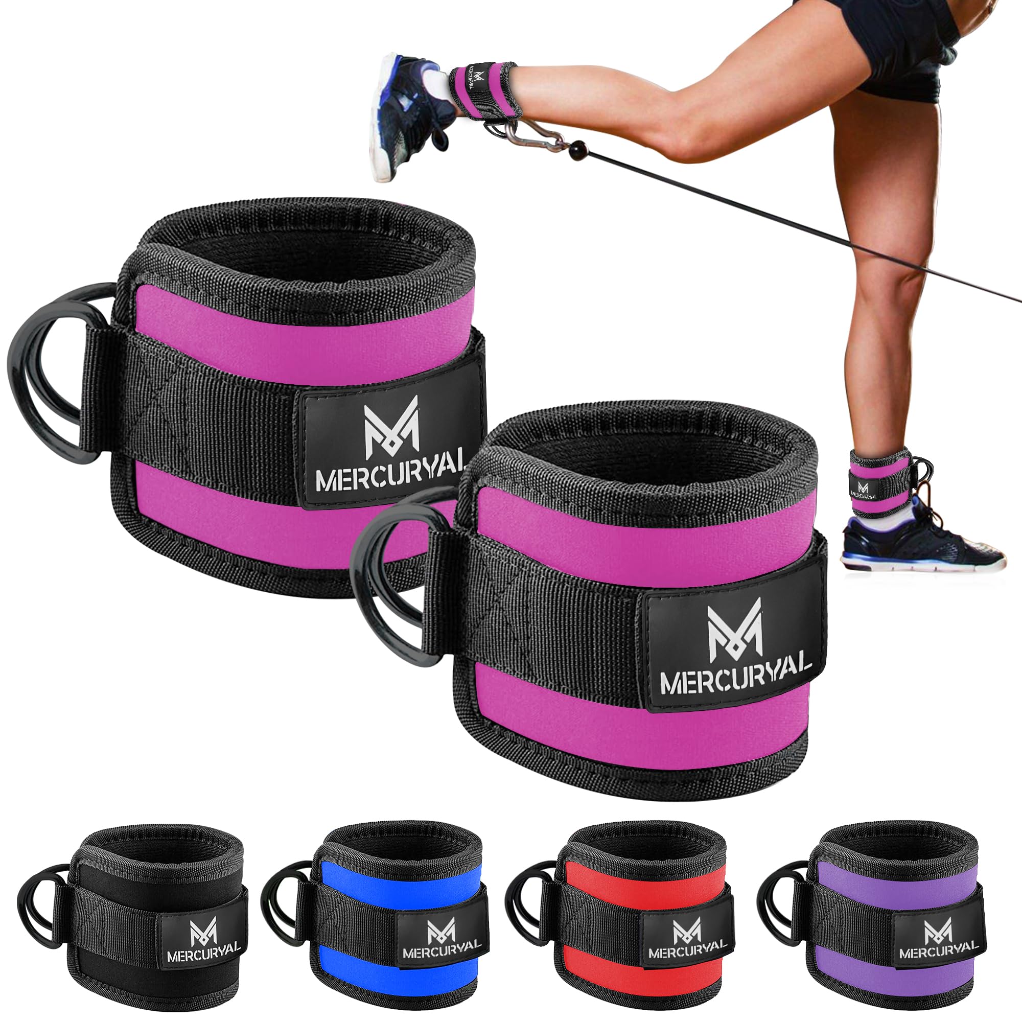 Pack 2 Tobilleras Poleas Gym - Tobillera para Polea Acolchado para Mujeres y Hombres