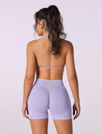 Conjunto de entrenamiento sin costuras para mujer, 2 piezas, top deportivo con tirantes, pantalones push up