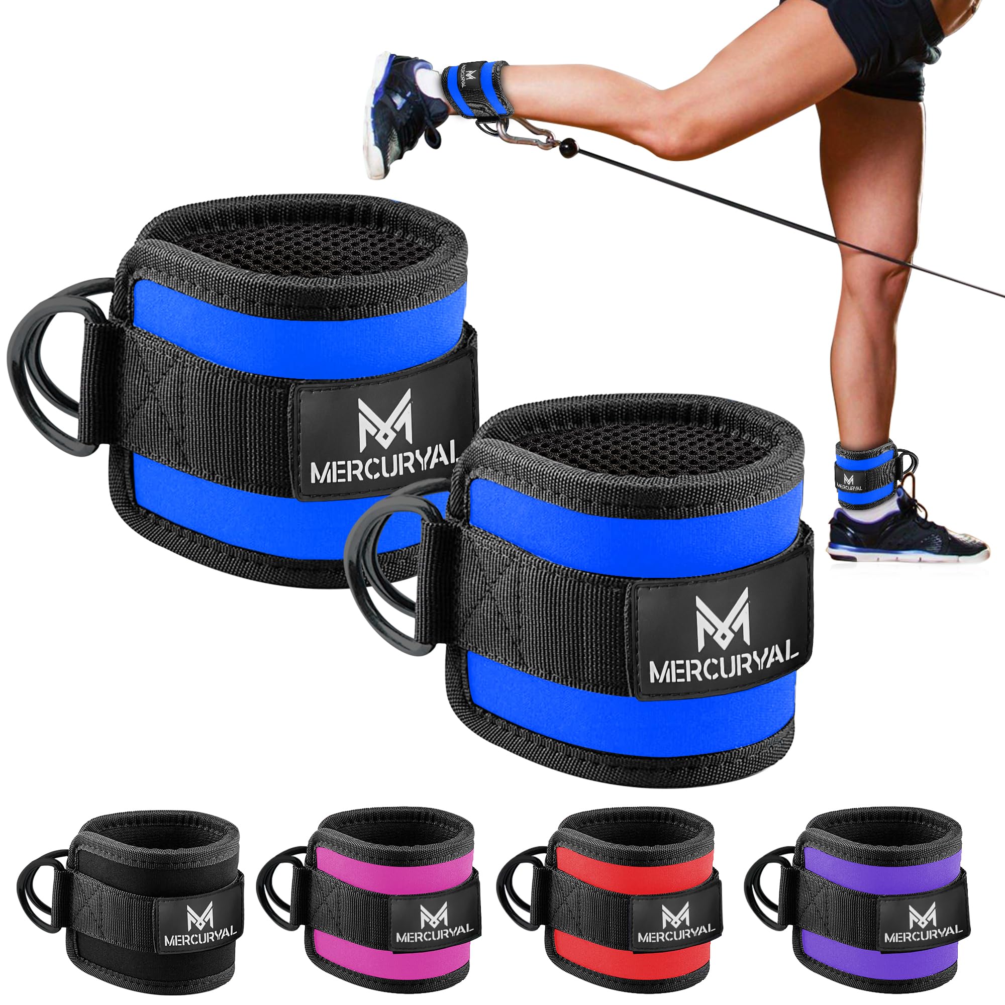 Pack 2 Tobilleras Poleas Gym - Tobillera para Polea Acolchado para Mujeres y Hombres