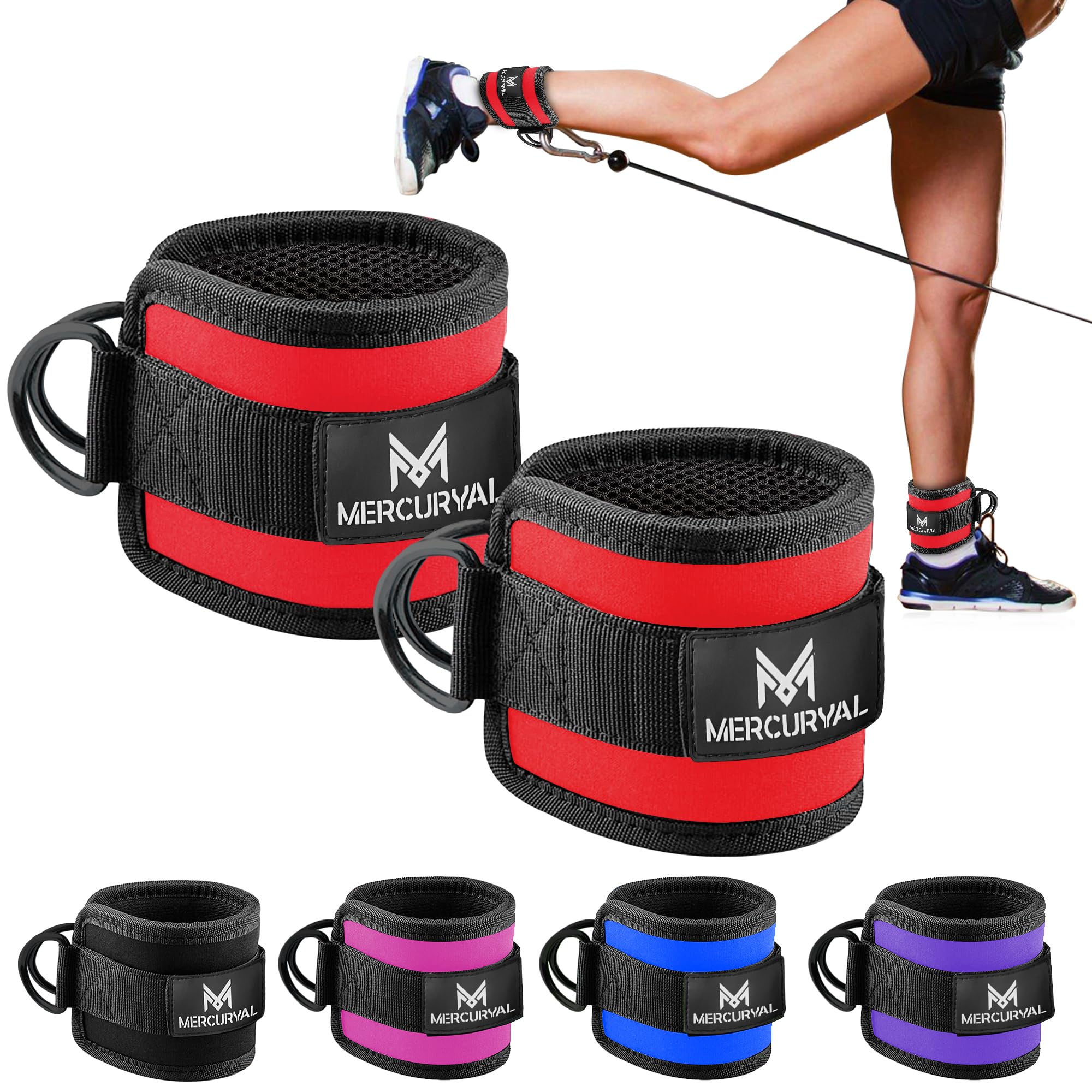 Pack 2 Tobilleras Poleas Gym - Tobillera para Polea Acolchado para Mujeres y Hombres